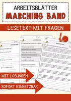 Vorschau - Arbeitsblätter - Marching Band Musik Lesetext mit Richtig Falsch Multiple Choice und Offenen Fragen - Deckblatt