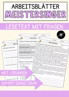 Vorschau - Arbeitsblätter - Meistersinger Musik Lesetext mit Richtig Falsch Multiple Choice und Offenen Fragen - Deckblatt