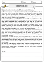 Vorschau - Arbeitsblätter - Meistersinger Musik Lesetext mit Richtig Falsch Multiple Choice und Offenen Fragen - Seite 1
