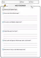 Vorschau - Arbeitsblätter - Meistersinger Musik Lesetext mit Richtig Falsch Multiple Choice und Offenen Fragen - Seite 3