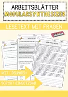 Vorschau - Arbeitsblätter - Modularsynthesizer Musik Lesetext mit Richtig Falsch Multiple Choice und Offenen Fragen - Deckblatt