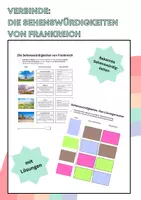Vorschau - Arbeitsblätter - Sehenswürdigkeiten von Frankreich - Verbinde Bilder mit Texten - Deckblatt