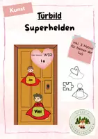 Vorschau - Mal- und Bastelvorlagen - Türbild Superhelden - Deckblatt