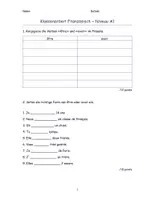 Vorschau - Test - Niveau A1 - Französisch-Klassenarbeit - Deckblatt