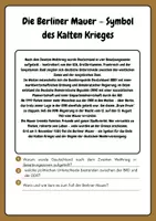 Vorschau - Arbeitsblätter - Berliner Mauer - Deckblatt