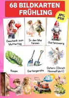 Vorschau - Bildkarten - Frühlingserwachen Lernkarten – Jahreszeiten Material mit Aquarellmotiven für Kita & Unterricht - Deckblatt