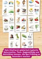 Vorschau - Bildkarten - Frühlingserwachen Lernkarten – Jahreszeiten Material mit Aquarellmotiven für Kita & Unterricht - Seite 1