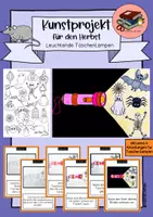 Vorschau - Mal- und Bastelvorlagen - Kunstprojekt für Halloween | Leuchtende Taschenlampen | Kunst Grundschule Herbst - Deckblatt