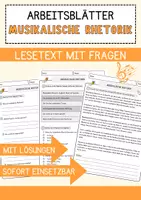 Vorschau - Arbeitsblätter - Musikalische Rhetorik Musik Lesetext mit Richtig Falsch Multiple Choice und Offenen Fragen - Deckblatt
