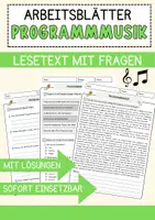 Vorschau - Arbeitsblätter - Programmmusik Musik Lesetext mit Richtig Falsch Multiple Choice und Offenen Fragen - Deckblatt