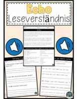 Vorschau - Arbeitsblätter - Echo-Phänomen – Leseverständnis Arbeitsblätter mit Lösungen - Deckblatt