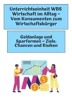 Vorschau - Arbeitsblätter - WBS - Geldanlage und Sparformen - Deckblatt