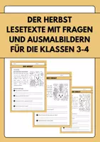 Vorschau - Arbeitsblätter - 🍂 Lesen und Malen im Herbst – Lesetexte mit Ausmalbildern - Deckblatt