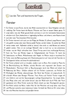 Vorschau - Arbeitsblätter - Leseverständnis (Leseverstehen) - Förster + Lösungen mit didaktischer Reserve und Wortspeicher - Seite 1