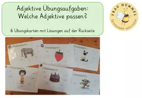 Vorschau - Stationenlernen - Adjektive Bildbeschreibung - Aufgabenkarten: Welche Adjektive passen zum Bild? - Deckblatt