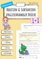 Vorschau - Arbeitsblätter - UNGLEICHNAMIGE BRÜCHE addieren und subtrahieren - Deckblatt