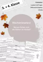 Vorschau - Arbeitsblätter - Wochenlesen - Warum färben sich die Blätter im Herbst? - Deckblatt