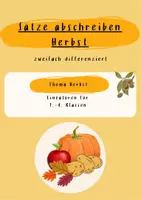 Vorschau - Arbeitsblätter - Sätze abschreiben zum Thema Herbst - Deckblatt