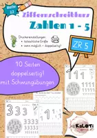 Vorschau - Arbeitsblätter - Ziffernschreibkurs, ZR 5, Mathe, 1. Klasse, Schwungübungen - Deckblatt