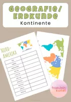 Vorschau - Arbeitsblätter - Geografie: Kontinente - Steckbriefe & Übersichtsgrafik - Deckblatt