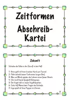 Vorschau - Aufgabenkarten - Zeitformen Kartei (Sätze abschreiben) mit Lösung - Deckblatt