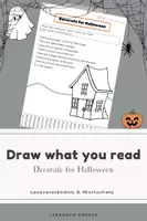 Vorschau - Stationenlernen - Halloween: Sinnerfassendes Lesen - Englisch | Draw What You Read - Deckblatt