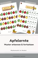 Vorschau - Arbeitsblätter - Apfel-Ernte im Herbst: Farbmuster erkennen und fortsetzen - Deckblatt