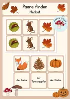 Vorschau - Spiele - Finde die Paare - Herbst (2-fach differenziert) - Deckblatt