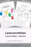 Vorschau - Arbeitsblätter - Leseverstehen Herbst: Lesen & Malen – Laternen | Farben & Arbeitsanweisungen | Deutsch Klasse 2 - Deckblatt