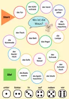 Vorschau - Arbeitsblätter - Brettspiel "Wo ist die Maus?" - Dativ und Möbel üben - Deckblatt