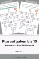 Vorschau - Stationenlernen - Kreuzworträtsel Mathematik – Plusaufgaben/Addition bis 10 - Deckblatt