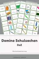 Vorschau - Spiele - DaZ: Domino Schulsachen - Wort zu Bild - Deckblatt