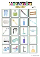 Vorschau - Spiele - Laborgeräte Unterricht Chemie – Paare finden Spiel differenziert
Bild- und Wortkarten zuordnen - Seite 1