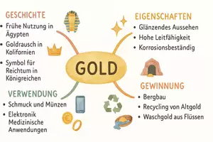 Vorschau - Arbeitsblätter - AB mit Fragen zum Thema "Gold" + Lösungsblatt + Mindmap + Infografik - Seite 2