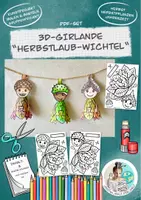 Vorschau - Mal- und Bastelvorlagen - Bastelvorlage 3D-Girlande "Herbstlaub-Wichtel" / Herbst - Deckblatt