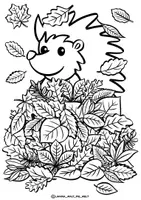 Vorschau - Stationenlernen - Ausmalbilder "Tiere in Laubhaufen" / Herbst - Seite 1