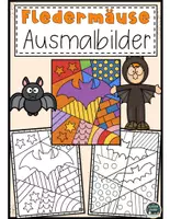Vorschau - Mal- und Bastelvorlagen - Fledermaus im Pop Art Stil – Ausmalbilder für Kinder - Deckblatt