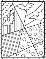 Vorschau - Mal- und Bastelvorlagen - Fledermaus im Pop Art Stil – Ausmalbilder für Kinder - Seite 2