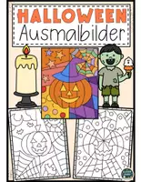 Vorschau - Mal- und Bastelvorlagen - Halloween Kunst – Pop Art Ausmalbilder - Deckblatt