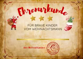 Vorschau - Mal- und Bastelvorlagen - Weihnachtsurkunde vom Weihnachtsmann für brave Kinder - Seite 1