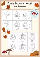 Vorschau - Mal- und Bastelvorlagen - Finde die Paare zum Ausmalen - Herbst (2-fach differenziert) - Deckblatt