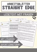 Vorschau - Arbeitsblätter - Straight Edge Musik Lesetext mit Richtig Falsch Multiple Choice und Offenen Fragen - Deckblatt