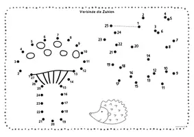Vorschau - Mal- und Bastelvorlagen - 🦔 Igel Graphomotorik Herbst Zahlen verbinden Aufgabenheft - Seite 2