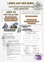 Vorschau - Arbeitsblätter - 🏰 Leben auf der Burg – Vorstellung vs. Wirklichkeit ⚔️ mit Einstieg - Deckblatt