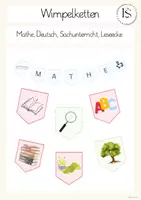 Vorschau - Poster - Classroom-Managment: Wimpelketten - Mathe, Deutsch, SU, Leseecke - Deckblatt