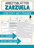 Vorschau - Arbeitsblätter - Zarzuela Musik Lesetext mit Richtig Falsch Multiple Choice und Offenen Fragen - Deckblatt