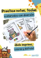 Vista previa - Hojas de trabajo - Colorear Según: Notas, Teclas de Piano e Intervalos - Otoño - página 1