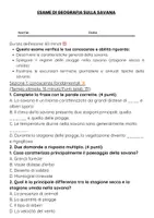 anteprima - Compiti in classe/Test - ES: regime delle piogge ed escursioni termiche della savana - Pagina 1