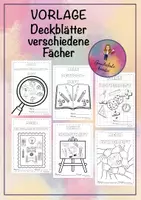 Vorschau - Mal- und Bastelvorlagen - Vorlage-Deckblätter-Ausmalen-Heft-Ordner - Deckblatt