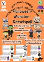 Vorschau - Arbeitsblätter - Monster Legespaß - lustiges Legematerial mit Rätseln und Spielanleitungen - Deckblatt